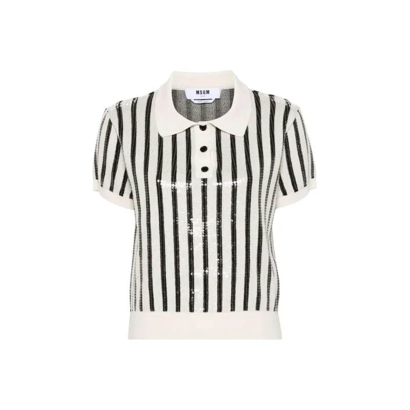 MSGM Sequin Embellished Short Sleeved Jumper-0