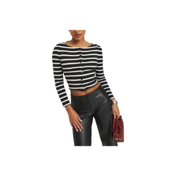 REFORMATION Lennox Knit Top Knitwear Women's Black White Stripes