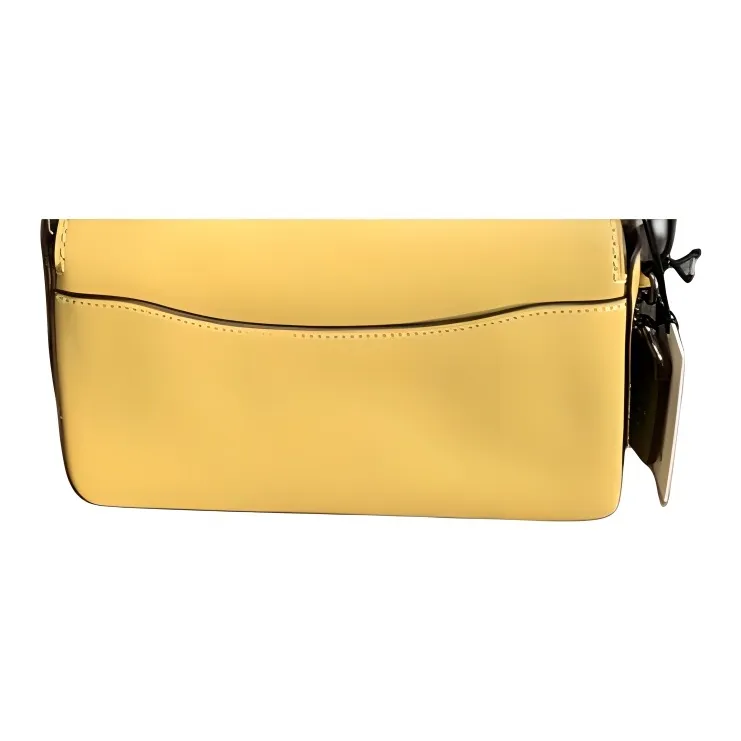 COACH Dinky Leather Envelope Bag, Shoulder Bag, Crossbody Bag Small Size Women's Sunflower Yellow & Black Copper-3
