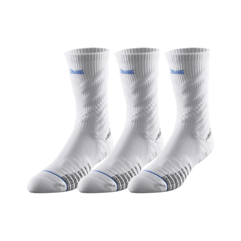 SPALDING Professional Basketball Socks Trendy Versatile Warm Elite Socks Comprehensive Training Unisex 3 Pack-3