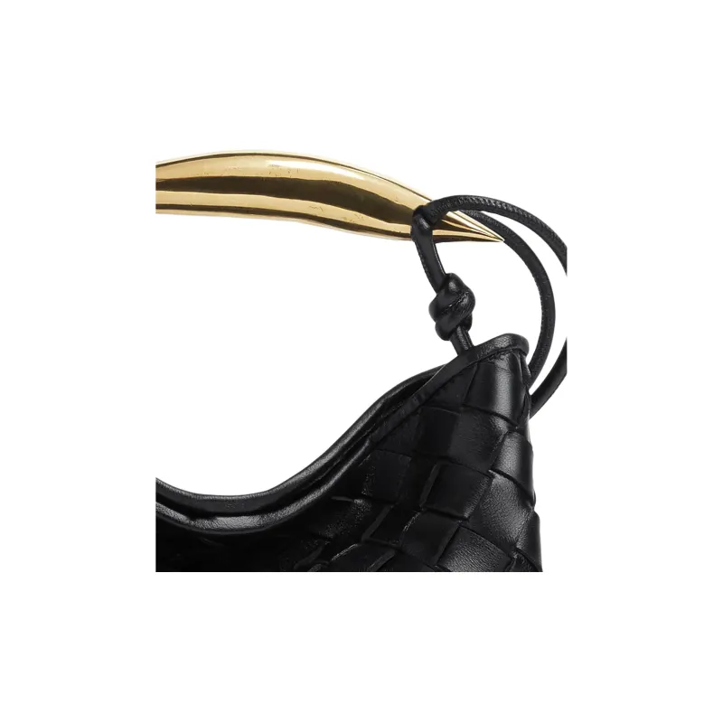 Bottega Veneta SARDINE Lambskin One Shoulder Handbag Women's Black-3