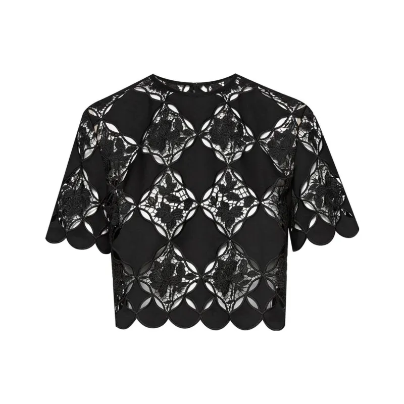 Oscar De La Renta Gardenia Guipure Blouse-0