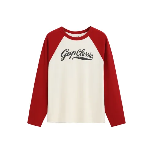 GAP 100% Cotton Print Logo Color Block Raglan Long Sleeved Skin Friendly Top T Shirt Women's