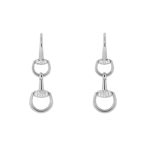 GUCCI 18K White Gold, Diamond Earrings Unisex Silver
