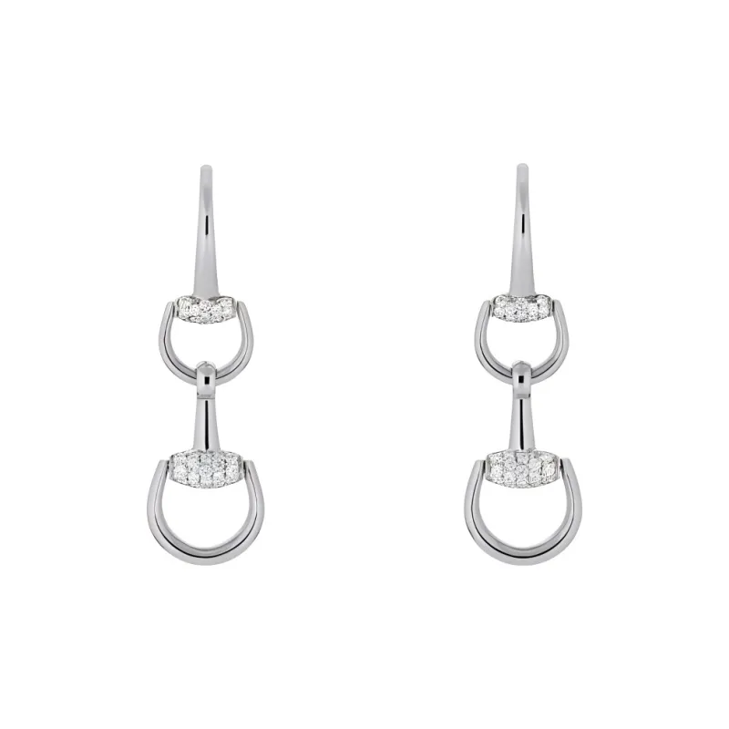 GUCCI 18K White Gold, Diamond Earrings Unisex Silver-0