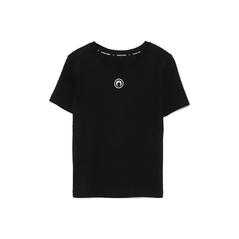 Marine Serre Moon Logo Jersey Baby Fit T Shirt 'Black'-0