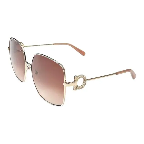 FERRAGAMO Irregular Shape Sunglasses Women's Gold