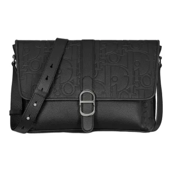 DIOR Cow Leather Messenger Bag, Shoulder Bag, Crossbody Bag Large Size Men's Black
