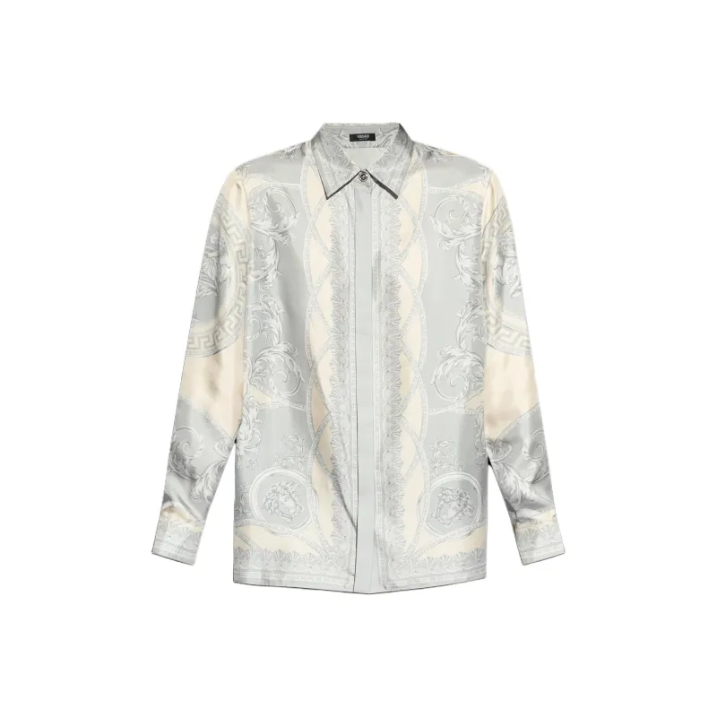 VERSACE La Coupe Des Dieux Silk Shirt 'Silver Grey/Champagne'-0