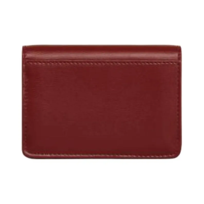 CELINE Calfskin Card Holder Women's Dark Red Gemstone Color-2