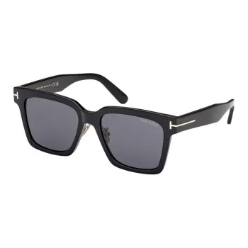 TF Acetate Plate Frame Square Sunglasses Unisex Black