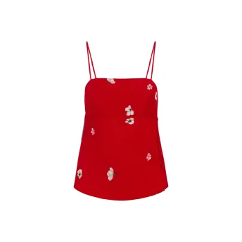 Rouje BERNADETTE TANK TOP Camisole Women's Red Peony Pink