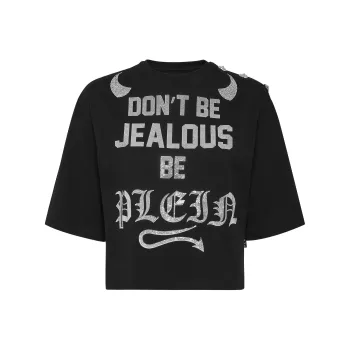 PHILIPP PLEIN Crystal embellished Cropped T shirt