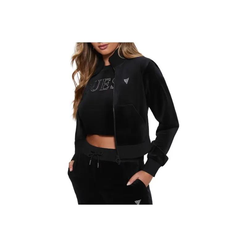 GUESS Eco Couture Full-Zip Sweatshirt Jackets Coats Women's Black-0