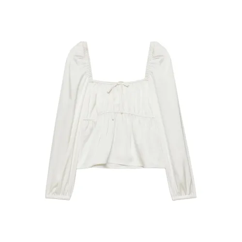 ARITZIA FW24 Sunday Best Sisto Satin Blouse Shirt Women's Light Birch/Light Birch