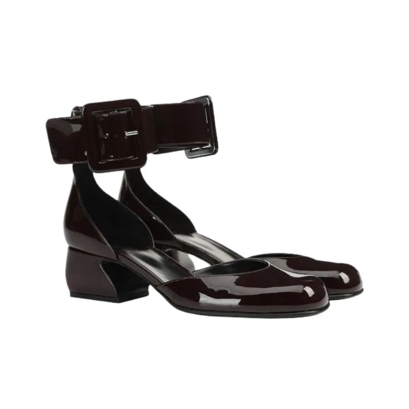 SERGIO ROSSI SI ROSSI Irregular Heel High Heels 4.5cm Women's Burgundy-1