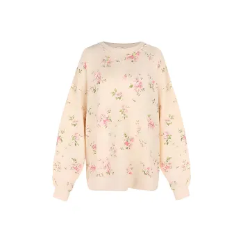 Selkie Sweatshirts Women's Milk White With Summer Petal Print