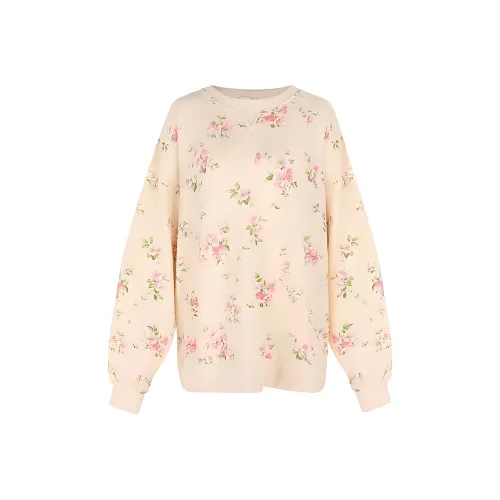 Selkie Corset Sweatshirts Women's Milk White With Summer Petal Print