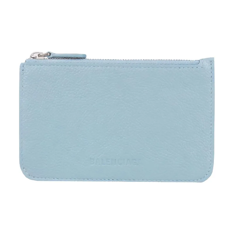 Balenciaga ESSENTIAL Cow Leather Card Clip Zero Wallet Regular Women's Blue-1