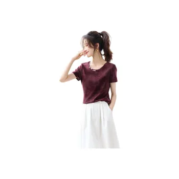 Mo Han Yi Mei T Shirt Women's Dark Burgundy