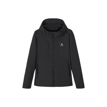 CAMEL Solid Color Fleece Lined Hooded Knitted Fabric Coat Anti Static Casual Versatile Sports Jacket Women's