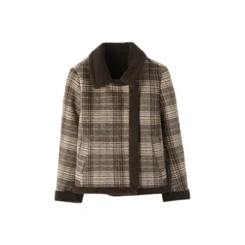 IHIMI Jackets Coats Women's Coffee Plaid