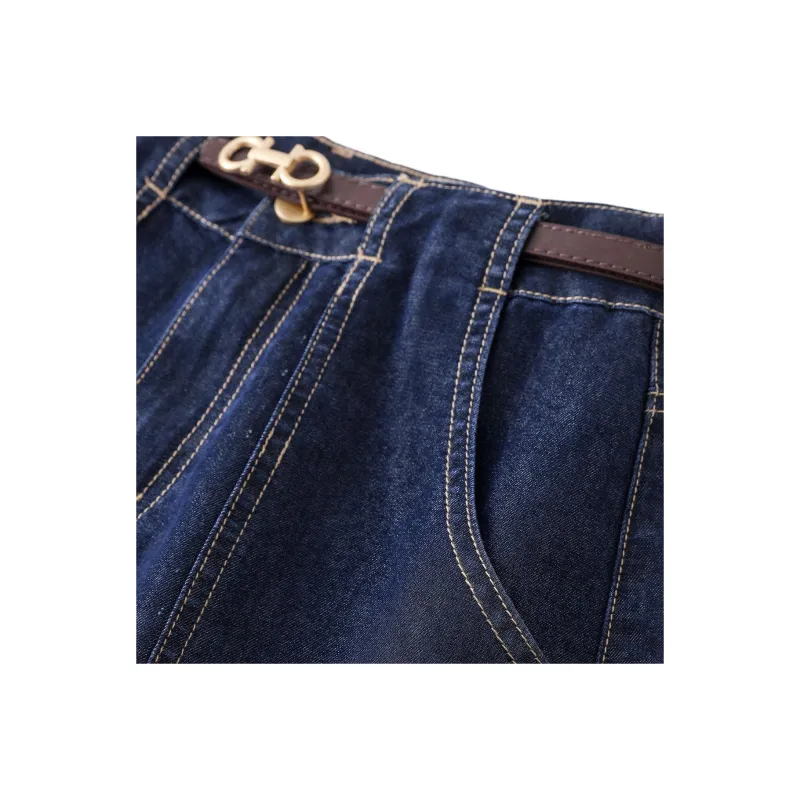 IHIMI Denim Shorts Women's Navy Blue-2