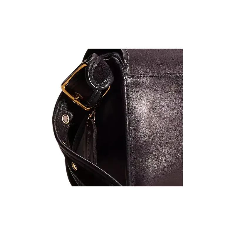 COACH Legacy Leather Saddle Bag, Shoulder Bag, Crossbody Bag Medium Size Women's Brass & Black-4