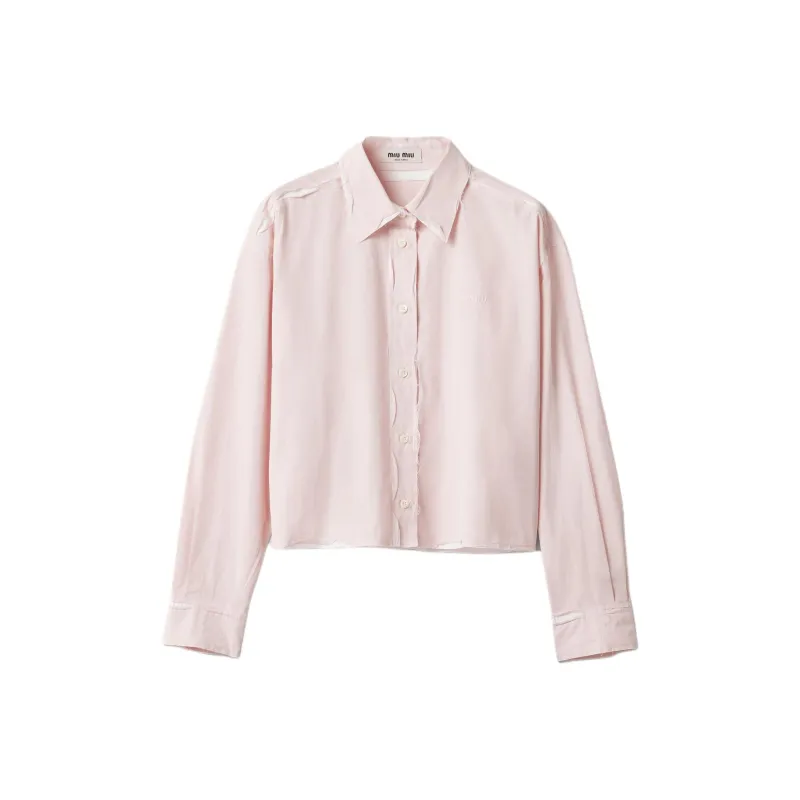 MIU MIU Logo Embroidered Button Up Shirt-0
