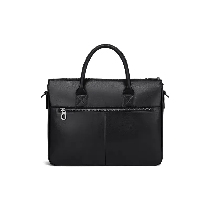FAIRWHALE Cow Leather Briefcase, Handbag Men's Black-3