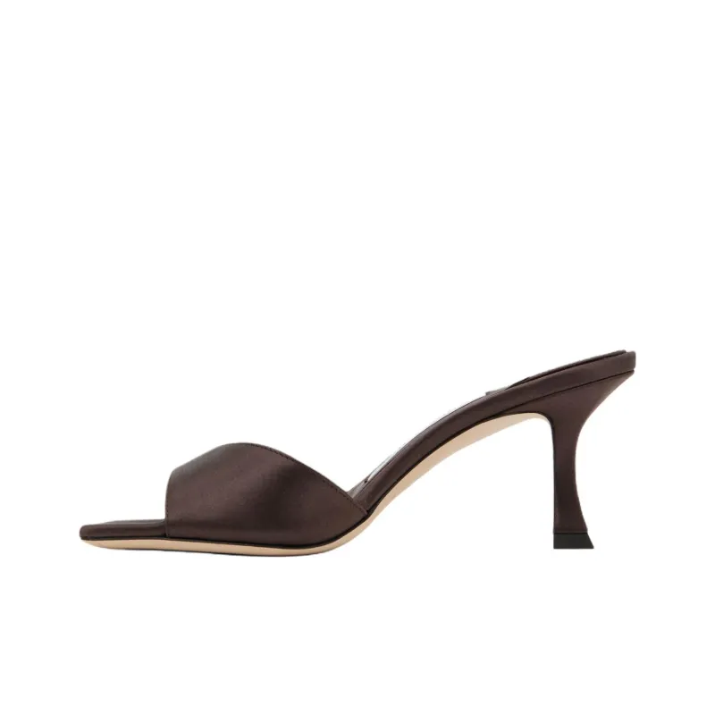 Jimmy Choo Rubber Sole Slide Slippers Women's Dark Brown-0