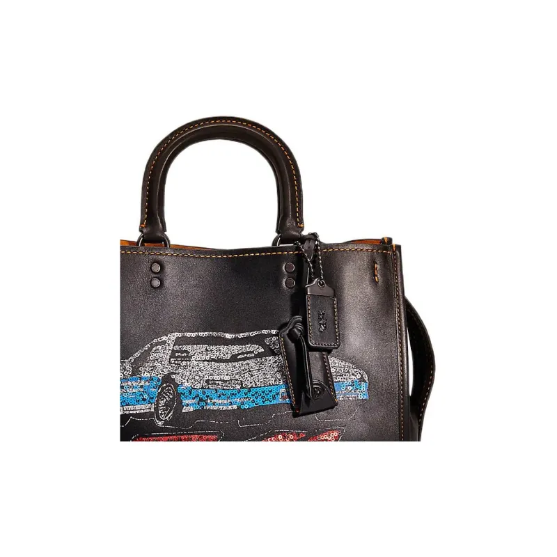 COACH Rogue Glove Tanning Tote Bag Shopping Bag Handbag Crossbody Bag Large Size Women's Black-2