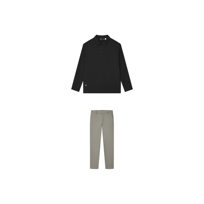 FILA Casual Sportswear Men Jet Black Top+Brown Pants-0