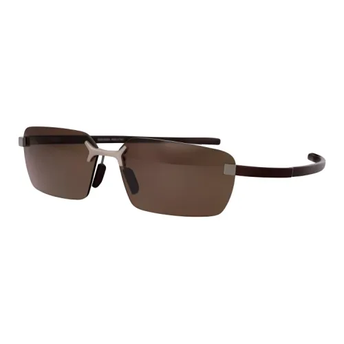 TAG HEUER Titanium Irregular Shape Sunglasses Unisex Black