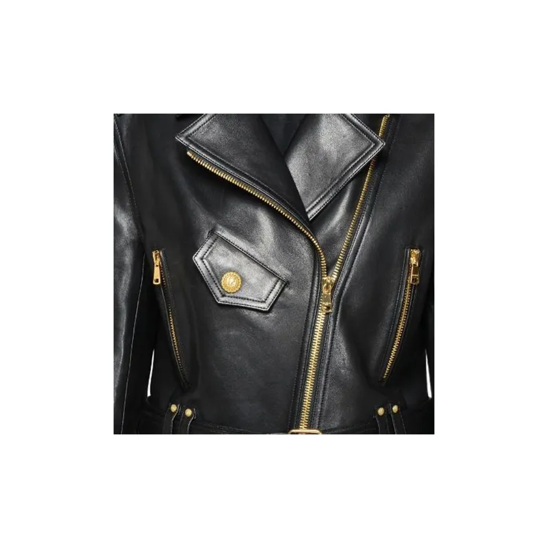 BALMAIN Zipped Leather Biker Jacket-6