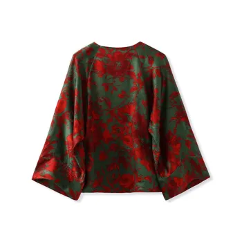 CHARM PICK Shirt Women's Red Green Print
