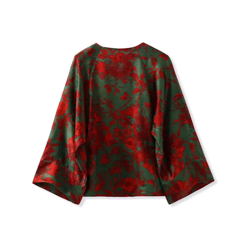 CHARM PICK Shirt Women's Red Green Print-0