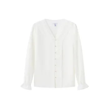 FINITY V Neck Chiffon Shirt Women's White