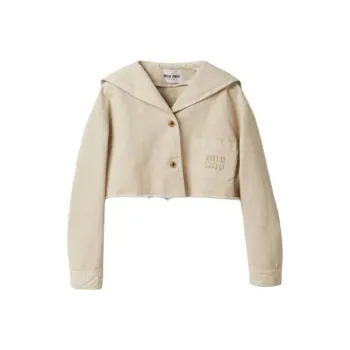 MIU MIU Gabardine Blouson Jacket Jackets Coats Women's Beige