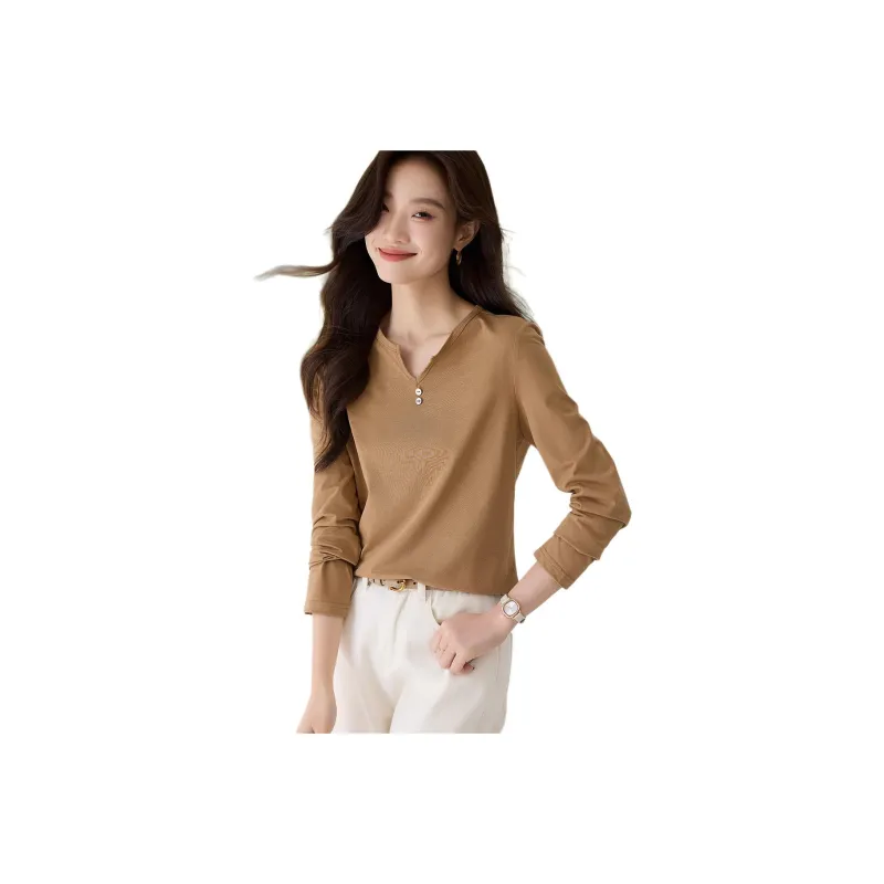 Mo Han Yi Mei T Shirt Women's Khaki Yellow-0
