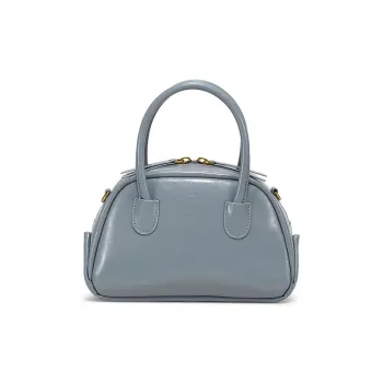 Simedin Cow Leather One Shoulder Handbag Small Size Women's Deep Black/Marini Blue/Ecru