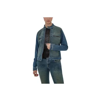 GUESS Originals Moto Zip Up Jacket Jackets Coats Women's Blue