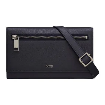 DIOR Grained Cow Leather Shoulder Bag Crossbody Bag Wallets Men's Black