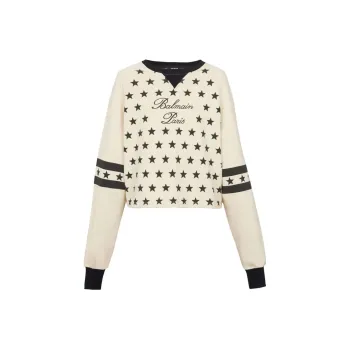 BALMAIN Signature Stars Sweater 'Cream/Black'