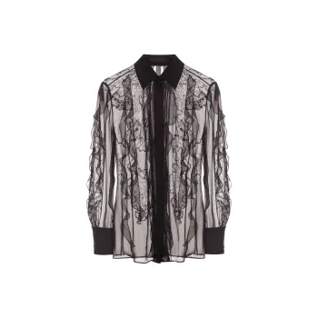 Valentino Garavani Sheer Floral Embroidered Blouse