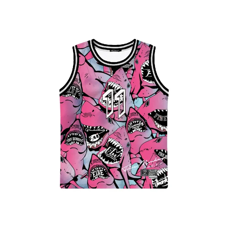 FireMonkey Basketball Jersey Unisex Purple Fuchsia Pink-0
