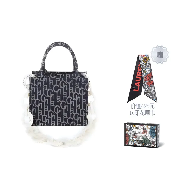 Laurence & Chico Denim Jacquard Tote Bag Shopping Bag Shoulder Bag Handbag Small Size Women's Dark Blue-0