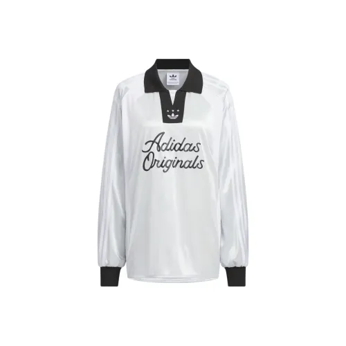 Adidas Originals LONG SLEEVE SOCCER JERSEY Polo Shirt Women's Dark Silver Metal