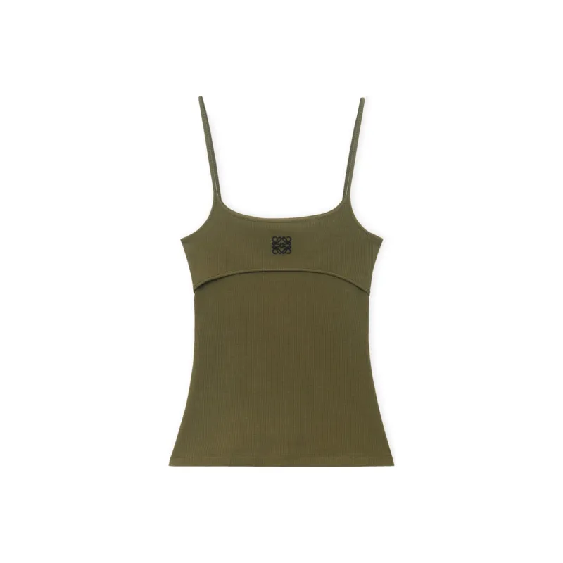 LOEWE Anagram Strappy Top 'Khaki Green'-0