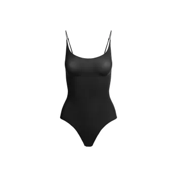 SKIMS SHEER SEAMLESS THONG BODYSUIT Jumpsuit Women's ONYX/Onyx